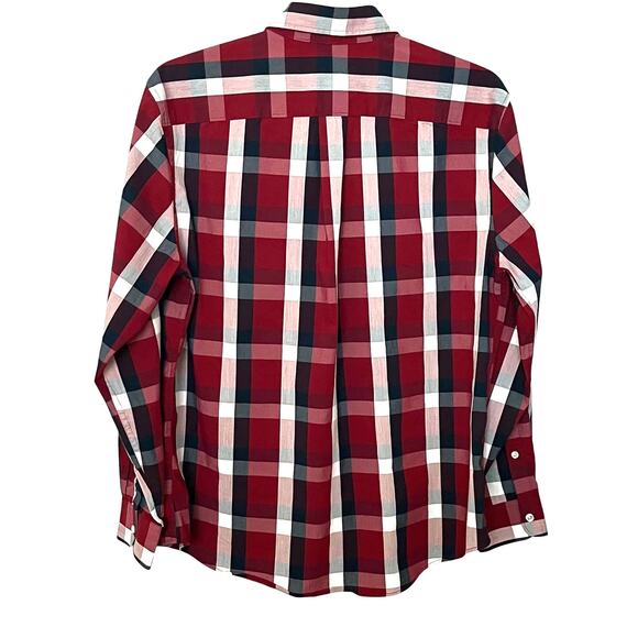 SAVANE STRETCH LONG SLEEVE BUTTON-UP SHIRT, MENS, L, RED BLUE WHITE PINK PLAID - Picture 5 of 10